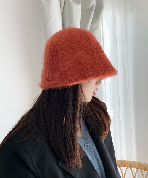 me+em select（ミームセレクト）の「※※【 6色展開 】 アンゴラライクシャギーバケットハット（ハット・レディース・アイボリー/ベージュ/レッド/ダークオレンジ/グレー/ブラック・FREE）」の9枚目の写真