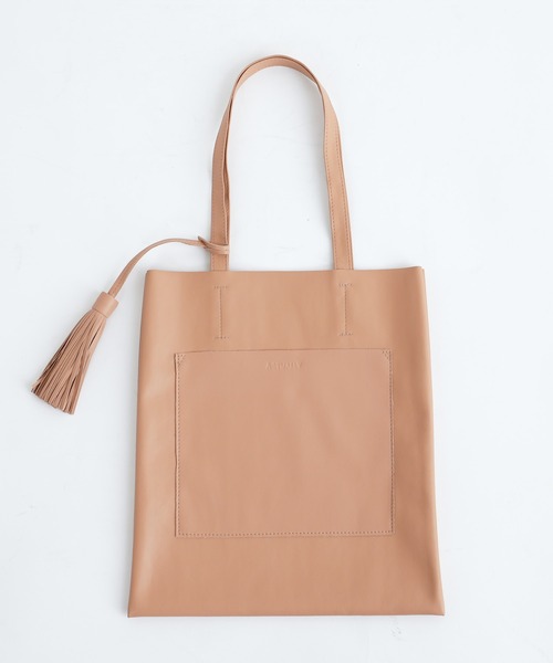 Actually（アクチュアリー）の「【一部店舗限定色】ヴィーガンレザー（人工皮革）フラットトート（トートバッグ・レディース・ピンク・フリー）」の8枚目の写真