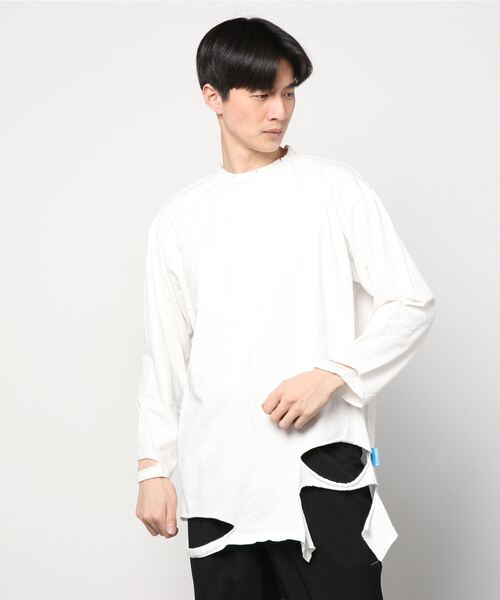 XU(エックスユー)の「【XU/エックスユー】damage long sleeve tee/ダメージロンティ ダメージ ビッグロンティ 長袖Tシャツ(Tシャツ/カットソー・メンズ・ホワイト/グレー/ブラック・ONE SIZE)」の9枚目の写真