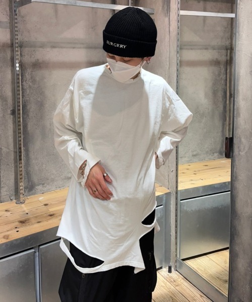 XU(エックスユー)の「【XU/エックスユー】damage long sleeve tee/ダメージロンティ ダメージ ビッグロンティ 長袖Tシャツ(Tシャツ/カットソー・メンズ・ホワイト/グレー/ブラック・ONE SIZE)」の14枚目の写真