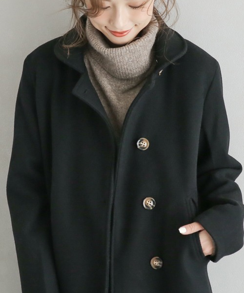 La-gemme(ラジェム)の「2wayデザインショートコート(ピーコート・レディース・ブラック/ベージュ/ブラウン/グレー・M/L)」の15枚目の写真