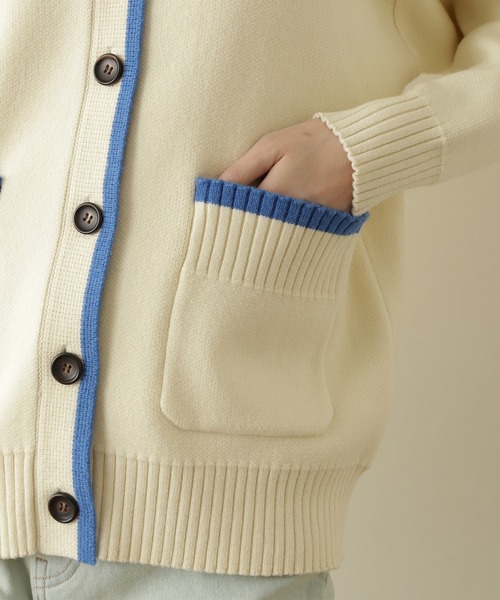 N.（N. Natural Beauty Basic）（エヌエヌナチュラルビューティーベーシック）の「◆ライン入りポケットＶカーディガン（カーディガン/ボレロ・レディース・ホワイト×ブルー/ホワイト×ネイビー/グリーン・MEDIUM）」の13枚目の写真