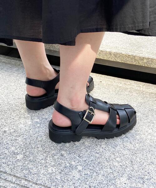 OPAQUE.CLIP(オペークドットクリップ)の「◆厚底トラックソールグルカサンダル(サンダル・レディース・ブラック・02/03)」の5枚目の写真