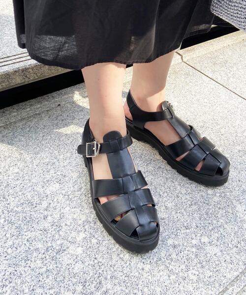 OPAQUE.CLIP(オペークドットクリップ)の「◆厚底トラックソールグルカサンダル(サンダル・レディース・ブラック・02/03)」の1枚目の写真