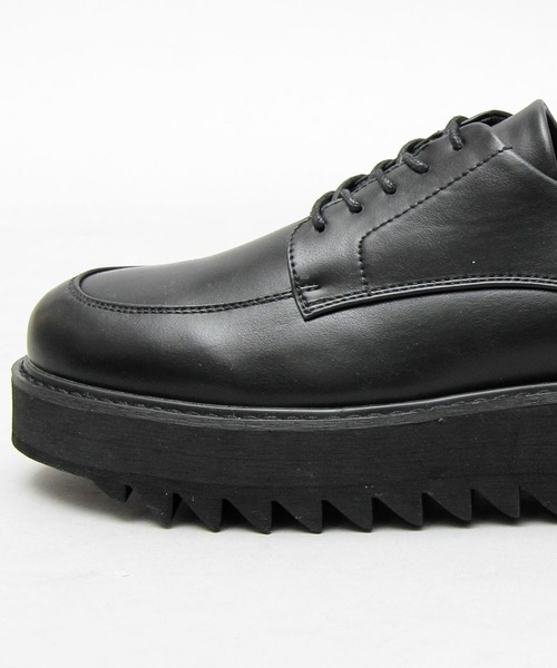 厚底シャークソールシューズ 厚底シャークソール Uチップ レースアップオックスフォード