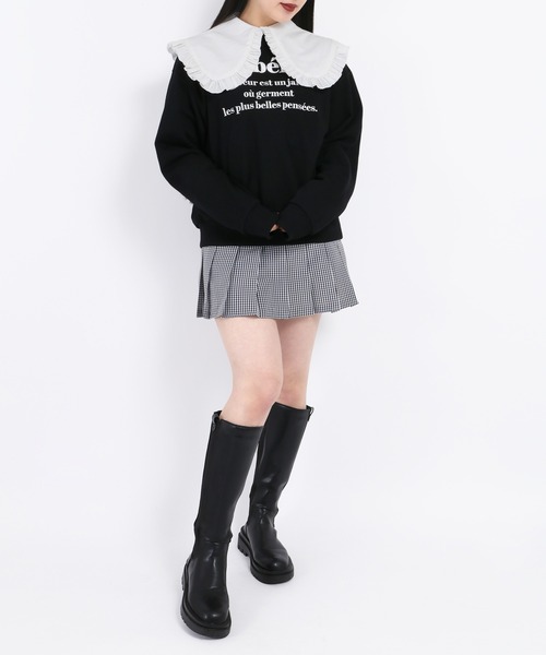 PHILLY(フィリー)の「フリルビッグカラーブラウス(シャツ/ブラウス・レディース・ホワイト/ブラック・FREE)」の4枚目の写真