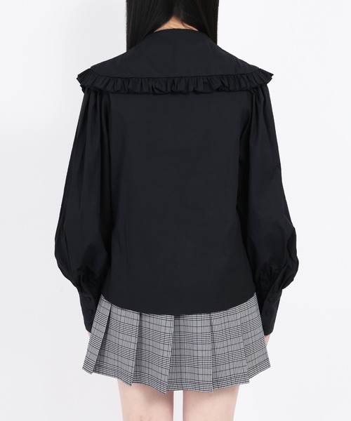 PHILLY(フィリー)の「フリルビッグカラーブラウス(シャツ/ブラウス・レディース・ホワイト/ブラック・FREE)」の7枚目の写真