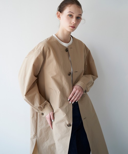 LE GLAZIK（ルグラジック）の「LE GLAZIK | ポリエステルタフタ ノーカラーコート WOMEN（ノーカラーコート・レディース・グレー/ベージュ・36）」の16枚目の写真