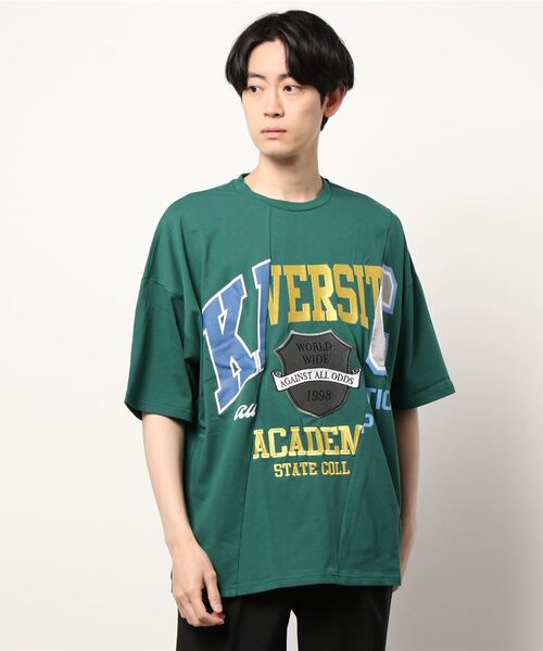 JUGLANS(ユグランス)の「【RINGS】リメイクカレッジBIG-TEE(Tシャツ/カットソー・メンズ・ホワイト/ブルー/グリーン・M/L)」の2枚目の写真