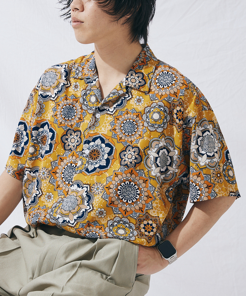 JOURNAL STANDARD(ジャーナルスタンダード)の「エスニックパターン 半袖開襟シャツ(シャツ/ブラウス・メンズ・ネイビー/レッド/イエロー/グリーン系その他/レッド系その他/サーモンピンク・MEDIUM/LARGE)」の4枚目の写真
