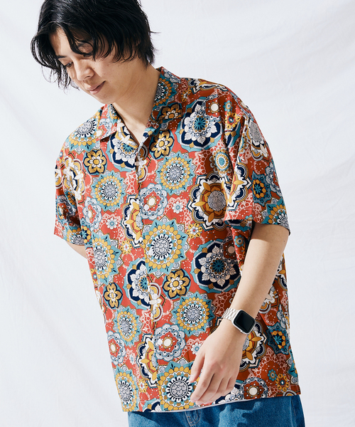 JOURNAL STANDARD(ジャーナルスタンダード)の「エスニックパターン 半袖開襟シャツ(シャツ/ブラウス・メンズ・ネイビー/レッド/イエロー/グリーン系その他/レッド系その他/サーモンピンク・MEDIUM/LARGE)」の18枚目の写真