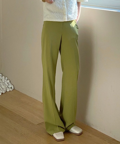 by muni:r（バイ ムニール）の「7COLORロングハイウエストスラックス（スラックス・レディース・ベージュ/グリーン/ピンク/レッド/ブラック/オリーブ/ブルー・SMALL/MEDIUM）」の4枚目の写真