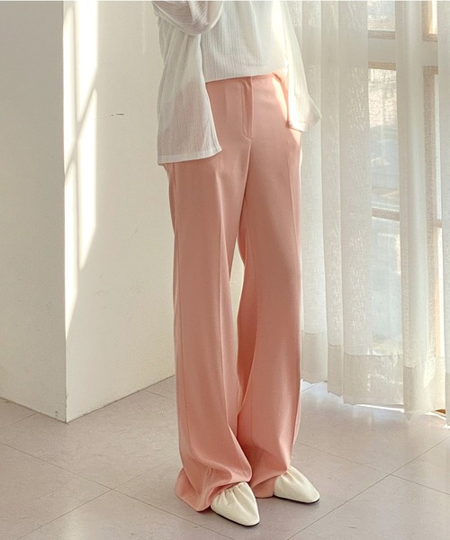 by muni:r（バイ ムニール）の「7COLORロングハイウエストスラックス（スラックス・レディース・ベージュ/グリーン/ピンク/レッド/ブラック/オリーブ/ブルー・SMALL/MEDIUM）」の6枚目の写真