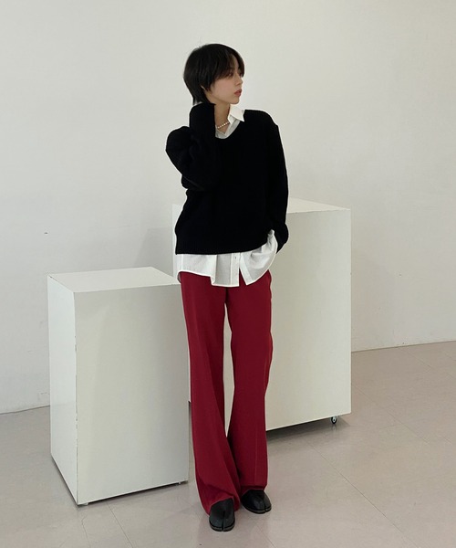 by muni:r（バイ ムニール）の「7COLORロングハイウエストスラックス（スラックス・レディース・ベージュ/グリーン/ピンク/レッド/ブラック/オリーブ/ブルー・SMALL/MEDIUM）」の8枚目の写真