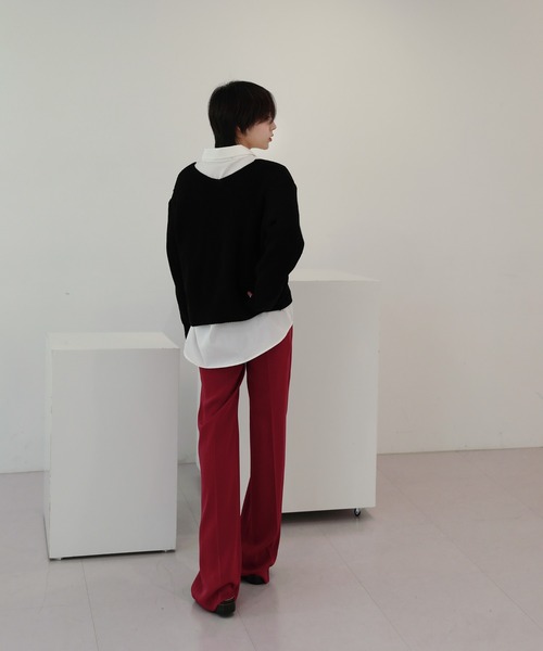 by muni:r（バイ ムニール）の「7COLORロングハイウエストスラックス（スラックス・レディース・ベージュ/グリーン/ピンク/レッド/ブラック/オリーブ/ブルー・SMALL/MEDIUM）」の9枚目の写真