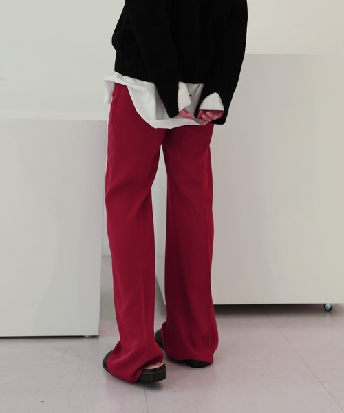 by muni:r（バイ ムニール）の「7COLORロングハイウエストスラックス（スラックス・レディース・ベージュ/グリーン/ピンク/レッド/ブラック/オリーブ/ブルー・SMALL/MEDIUM）」の10枚目の写真