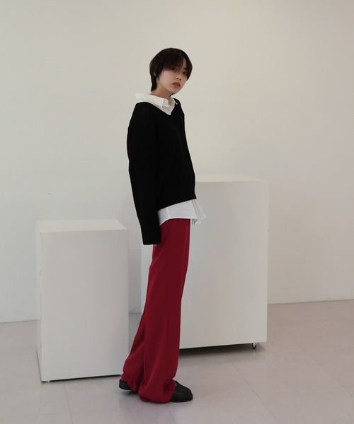 by muni:r（バイ ムニール）の「7COLORロングハイウエストスラックス（スラックス・レディース・ベージュ/グリーン/ピンク/レッド/ブラック/オリーブ/ブルー・SMALL/MEDIUM）」の12枚目の写真