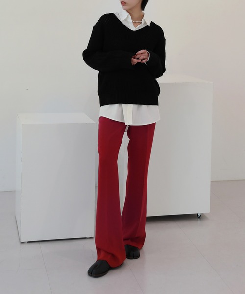 by muni:r（バイ ムニール）の「7COLORロングハイウエストスラックス（スラックス・レディース・ベージュ/グリーン/ピンク/レッド/ブラック/オリーブ/ブルー・SMALL/MEDIUM）」の13枚目の写真