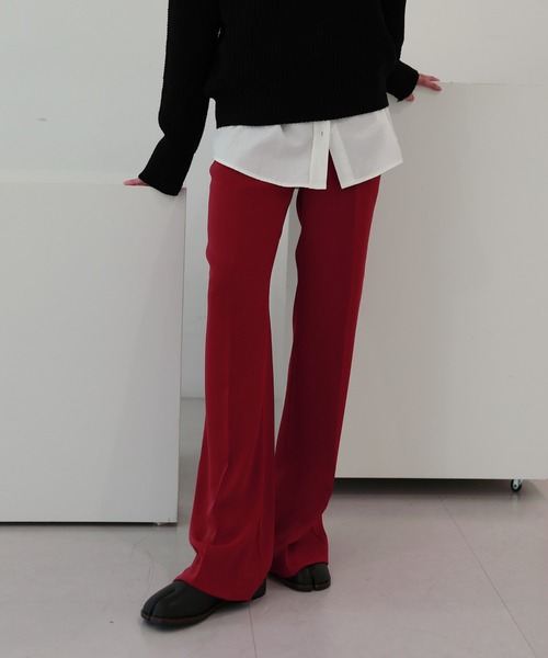 by muni:r（バイ ムニール）の「7COLORロングハイウエストスラックス（スラックス・レディース・ベージュ/グリーン/ピンク/レッド/ブラック/オリーブ/ブルー・SMALL/MEDIUM）」の15枚目の写真