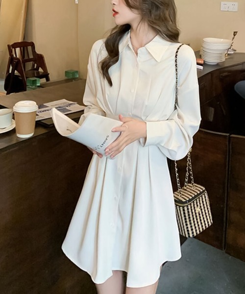 Girly Doll（ガーリードール）の「シャツワンピース（シャツワンピース・レディース・アイボリー/ブラック・L/M）」の7枚目の写真