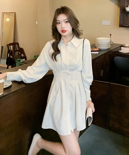 Girly Doll（ガーリードール）の「シャツワンピース（シャツワンピース・レディース・アイボリー/ブラック・L/M）」の9枚目の写真