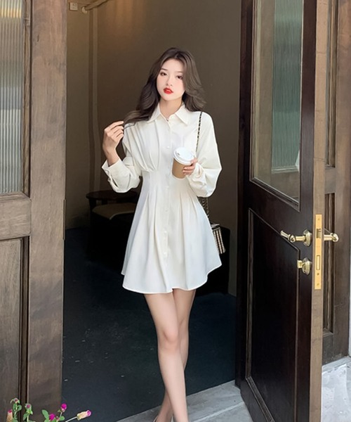 Girly Doll（ガーリードール）の「シャツワンピース（シャツワンピース・レディース・アイボリー/ブラック・L/M）」の10枚目の写真