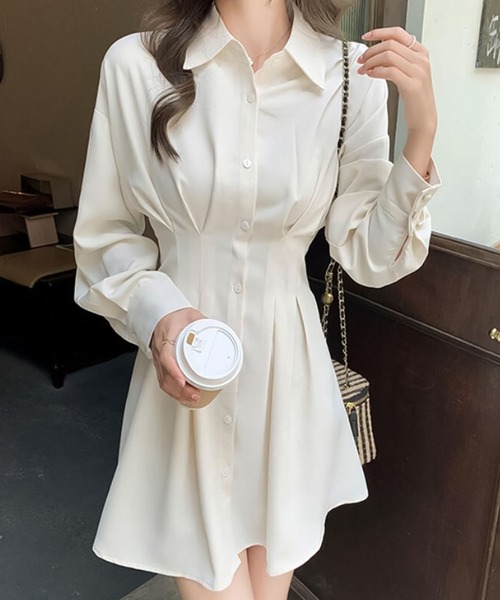 Girly Doll（ガーリードール）の「シャツワンピース（シャツワンピース・レディース・アイボリー/ブラック・L/M）」の4枚目の写真