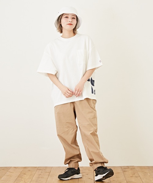 CUBE SUGAR（キューブシュガー）の「綿ナイロン裾あき無地ジョガーパンツ（その他パンツ・レディース・ホワイト/ベージュ/オレンジ/カーキ・M）」の5枚目の写真