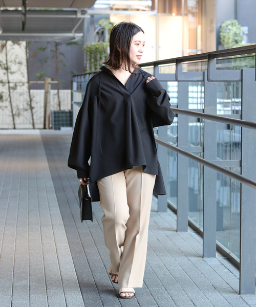 B.C STOCK（ベーセーストック）の「リネンライクスキッパーブラウス◆（シャツ/ブラウス・レディース・ホワイト/ブラック/イエロー・FREE）」の4枚目の写真