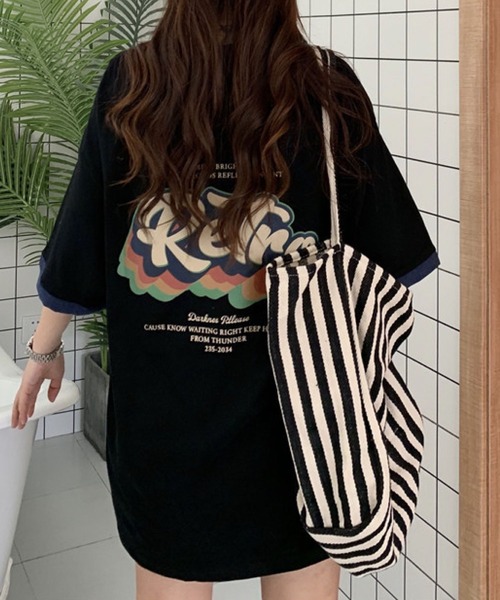 meJane(ミージェーン)の「ReTroバックロゴプリントBIGTシャツ【ZOZOTOWN限定】(Tシャツ/カットソー・レディース・ホワイト/ブラック・FREE)」の1枚目の写真