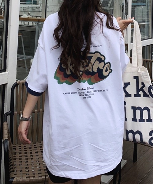 meJane(ミージェーン)の「ReTroバックロゴプリントBIGTシャツ【ZOZOTOWN限定】(Tシャツ/カットソー・レディース・ホワイト/ブラック・FREE)」の3枚目の写真