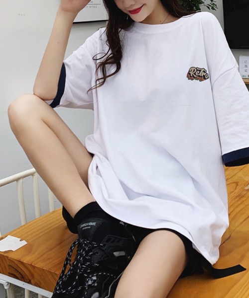 meJane(ミージェーン)の「ReTroバックロゴプリントBIGTシャツ【ZOZOTOWN限定】(Tシャツ/カットソー・レディース・ホワイト/ブラック・FREE)」の7枚目の写真