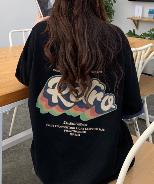 meJane(ミージェーン)の「ReTroバックロゴプリントBIGTシャツ【ZOZOTOWN限定】(Tシャツ/カットソー・レディース・ホワイト/ブラック・FREE)」の9枚目の写真