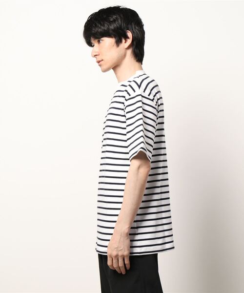 SUNSPEL(サンスペル)の「【SUNSPEL / サンスペル】MOCK NECK STRIPE T SHIRT(Tシャツ/カットソー・メンズ・ネイビー・SMALL/MEDIUM/LARGE/X-LARGE)」の2枚目の写真