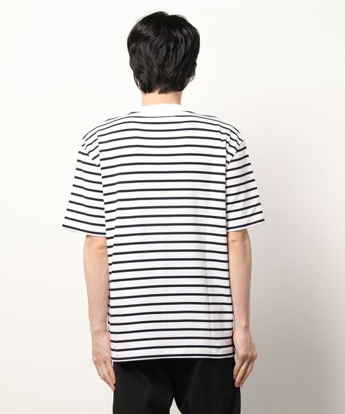 SUNSPEL(サンスペル)の「【SUNSPEL / サンスペル】MOCK NECK STRIPE T SHIRT(Tシャツ/カットソー・メンズ・ネイビー・SMALL/MEDIUM/LARGE/X-LARGE)」の3枚目の写真