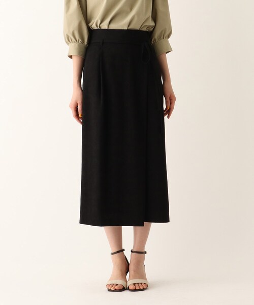 OPAQUE.CLIP（オペークドットクリップ）の「◆ボタニカルジャカードラップスカート【WEB限定サイズ】（スカート・レディース・ブラック/ダークグリーン/ブラウン系その他・42/40/38）」の4枚目の写真