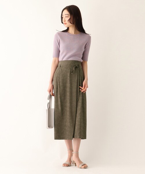 OPAQUE.CLIP（オペークドットクリップ）の「◆ボタニカルジャカードラップスカート【WEB限定サイズ】（スカート・レディース・ブラック/ダークグリーン/ブラウン系その他・42/40/38）」の11枚目の写真