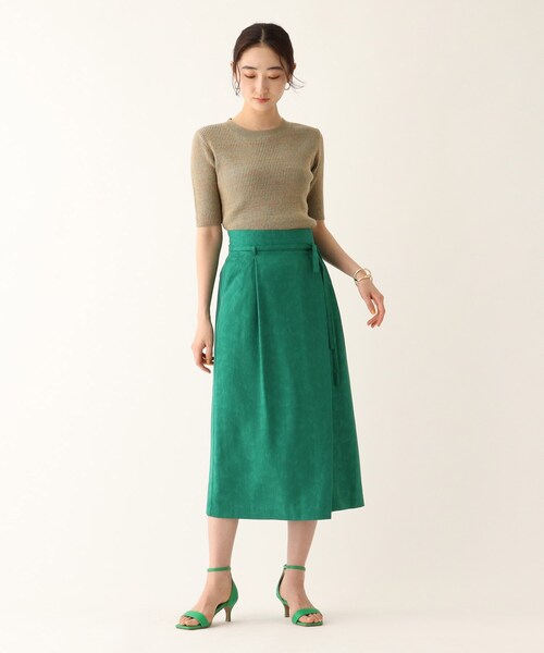 OPAQUE.CLIP（オペークドットクリップ）の「◆ボタニカルジャカードラップスカート【WEB限定サイズ】（スカート・レディース・ブラック/ダークグリーン/ブラウン系その他・42/40/38）」の13枚目の写真