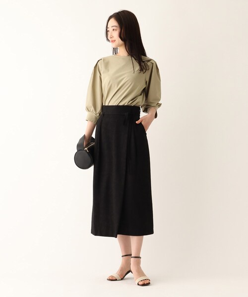 OPAQUE.CLIP（オペークドットクリップ）の「◆ボタニカルジャカードラップスカート【WEB限定サイズ】（スカート・レディース・ブラック/ダークグリーン/ブラウン系その他・42/40/38）」の20枚目の写真