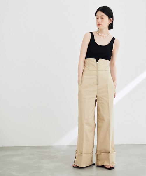ADAM ET ROPE'（アダムエロペ）の「【サステナブル】デニム/チノ コルセットパンツ（その他パンツ・レディース・ベージュ/ネイビー・38/36）」の3枚目の写真