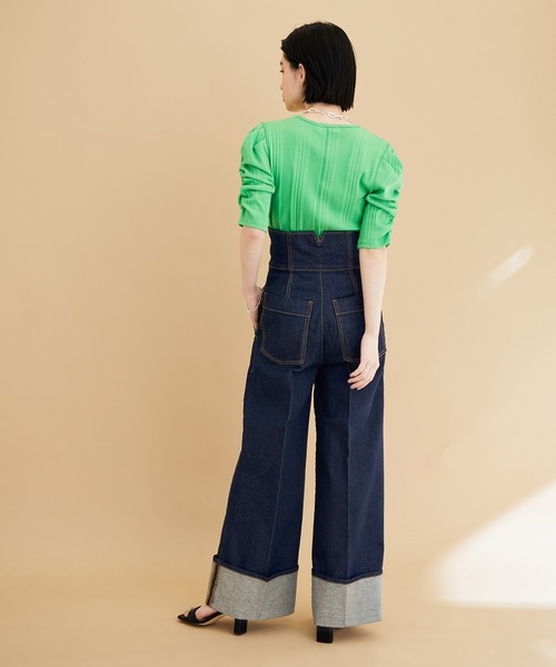 ADAM ET ROPE'（アダムエロペ）の「【サステナブル】デニム/チノ コルセットパンツ（その他パンツ・レディース・ベージュ/ネイビー・38/36）」の19枚目の写真