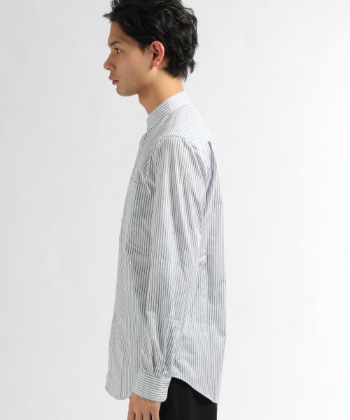 HARE（ハレ）の「スタンドカラーストライプシャツ(HARE)（シャツ/ブラウス・メンズ・サックスブルー/オフホワイト/グレー/ライトブルー・MEDIUM/SMALL）」の7枚目の写真