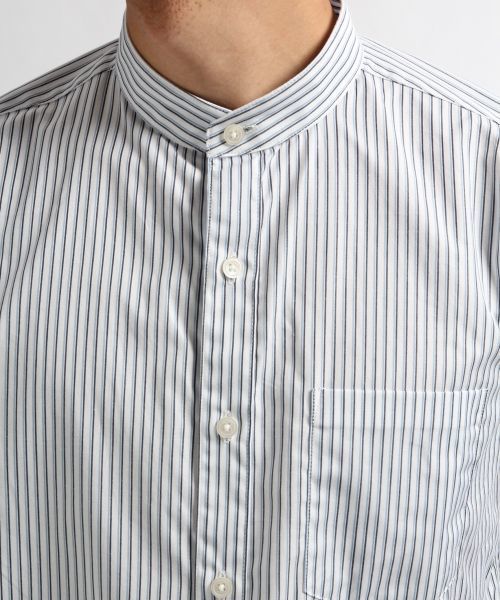 HARE（ハレ）の「スタンドカラーストライプシャツ(HARE)（シャツ/ブラウス・メンズ・サックスブルー/オフホワイト/グレー/ライトブルー・MEDIUM/SMALL）」の9枚目の写真