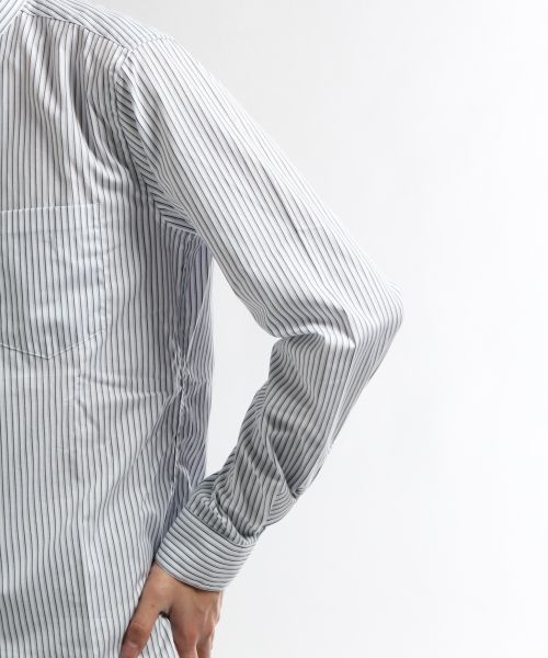 HARE（ハレ）の「スタンドカラーストライプシャツ(HARE)（シャツ/ブラウス・メンズ・サックスブルー/オフホワイト/グレー/ライトブルー・MEDIUM/SMALL）」の12枚目の写真