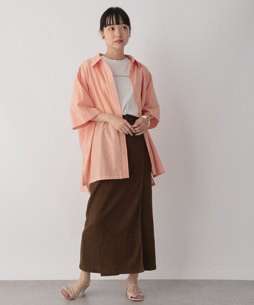 LOWRYS FARM（ローリーズファーム）の「シャーリングラップタイトスカート　287641（スカート・レディース・ブラック/ブラウン/オレンジ/アイボリー・FREE）」の8枚目の写真