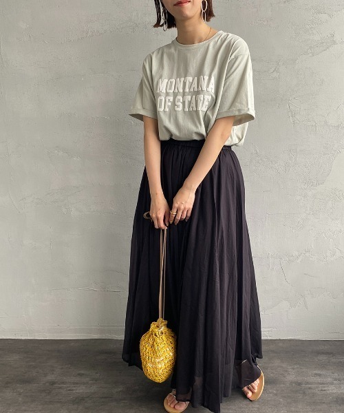 JEANS FACTORY （ジーンズファクトリー）の「[MAISON DE L'ALLURE/メゾンドゥラリュール] カレッジロゴ 発泡プリントTシャツ（Tシャツ/カットソー・レディース・オフホワイト/ベージュ/ブラック/ミント・F）」の4枚目の写真