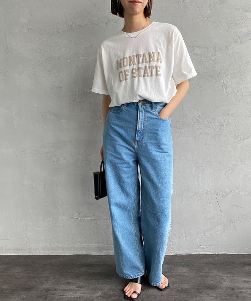 JEANS FACTORY （ジーンズファクトリー）の「[MAISON DE L'ALLURE/メゾンドゥラリュール] カレッジロゴ 発泡プリントTシャツ（Tシャツ/カットソー・レディース・オフホワイト/ベージュ/ブラック/ミント・F）」の5枚目の写真
