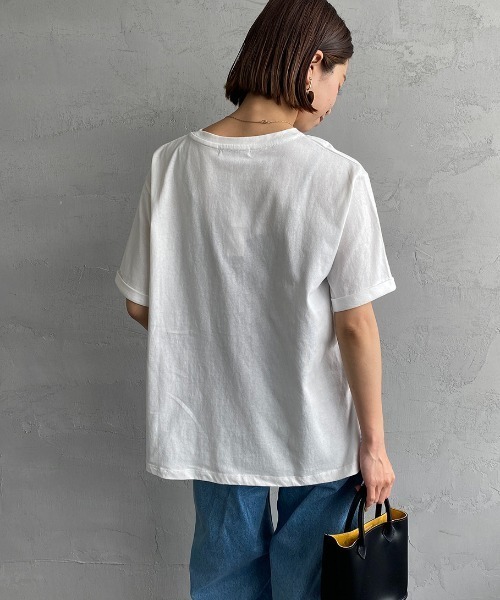 JEANS FACTORY （ジーンズファクトリー）の「[MAISON DE L'ALLURE/メゾンドゥラリュール] カレッジロゴ 発泡プリントTシャツ（Tシャツ/カットソー・レディース・オフホワイト/ベージュ/ブラック/ミント・F）」の20枚目の写真