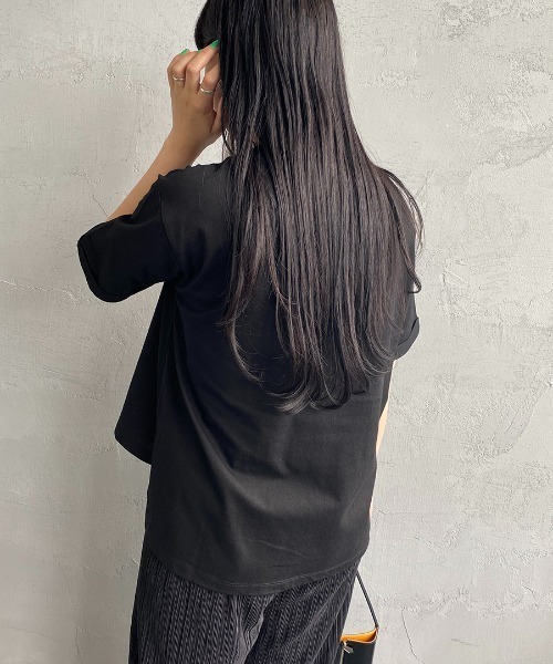 JEANS FACTORY （ジーンズファクトリー）の「[MAISON DE L'ALLURE/メゾンドゥラリュール] カレッジロゴ 発泡プリントTシャツ（Tシャツ/カットソー・レディース・オフホワイト/ベージュ/ブラック/ミント・F）」の21枚目の写真