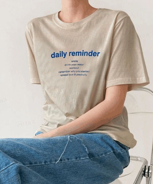 Dalfwin(ダールフィン)の「reminderレタリング半袖Tシャツ(Tシャツ/カットソー・レディース・アイボリー/ピンク/ベージュ/カーキ/ブルー/ブラック・FREE)」の14枚目の写真